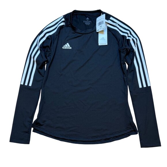 Adidas XS Hilo Jersey LS Black/White Aeroready Long Sleeve Shirt Womens - Picture 1 of 6